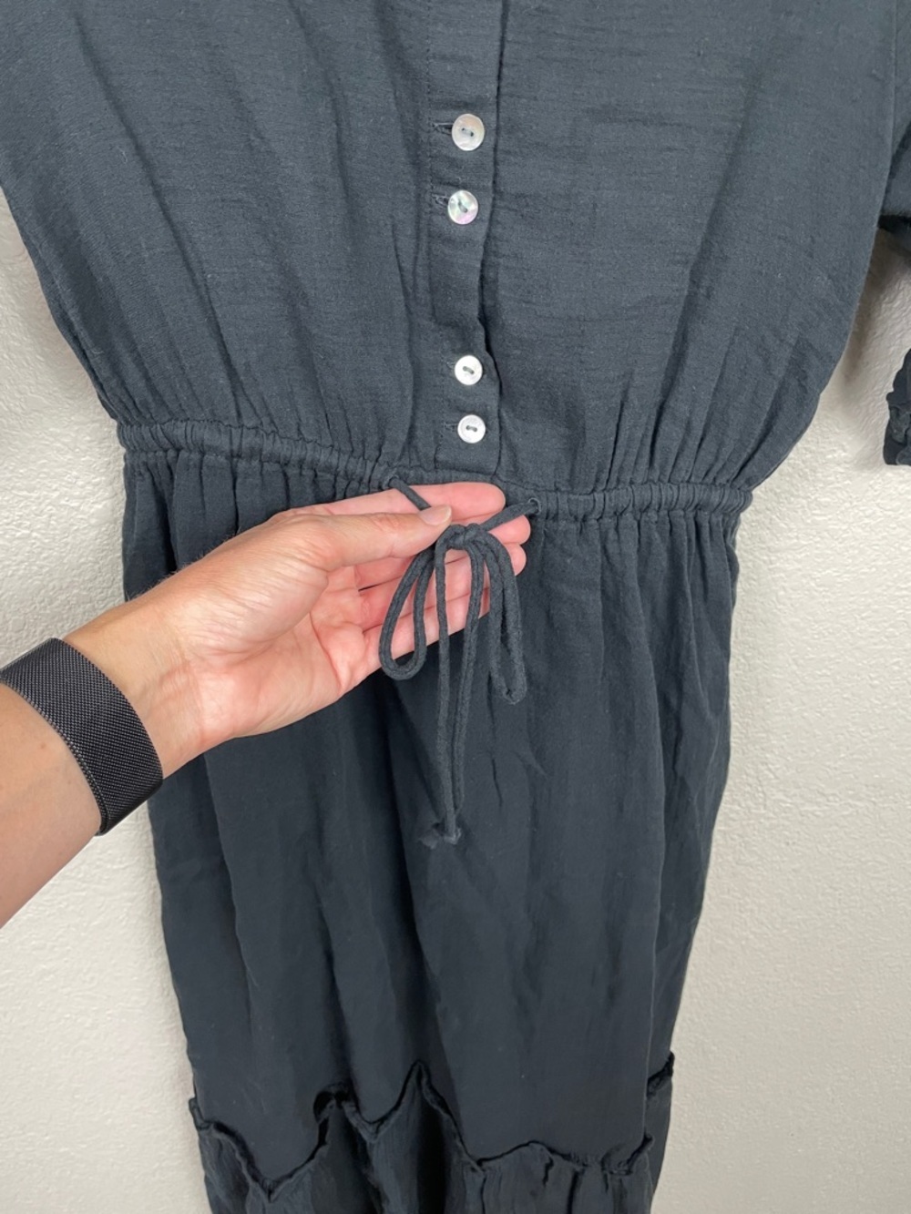 NWT Outerknown Odyssey Gauzy Cotton Midi Dress Black Boho Sz XS - Picture 6 of 14